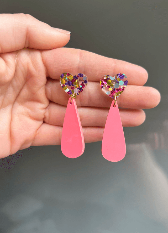 Boucles d'oreilles Julia - multicolore et rose