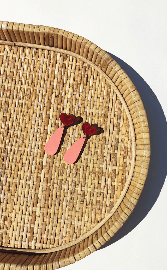 Boucles d'oreilles Julia - Rouge texture et pêche