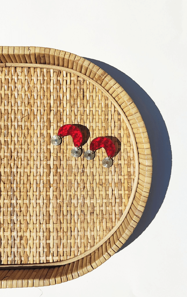 Boucles d'oreilles Maguy - Rouge texture