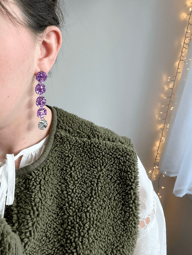 Boucles d'oreilles Olivia - Paillettes violettes