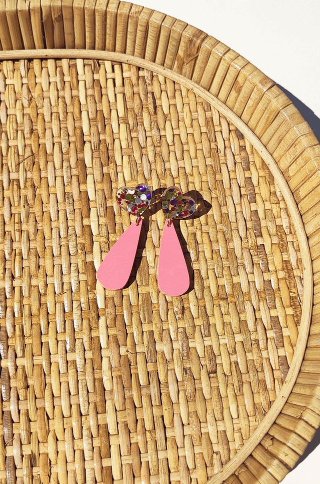 Boucles d'oreilles Julia - multicolore et rose