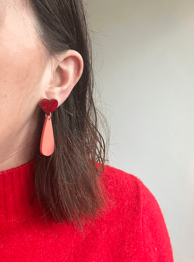 Boucles d'oreilles Julia - Rouge texture et pêche