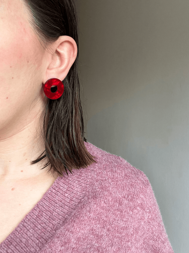 Boucles d'oreilles Anaïs - Rouge texture