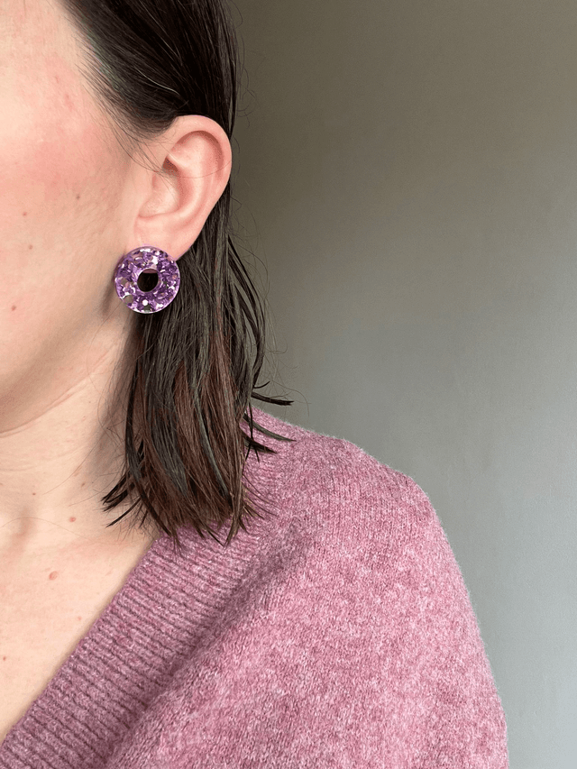 Boucles d'oreilles Anaïs - Paillettes violettes