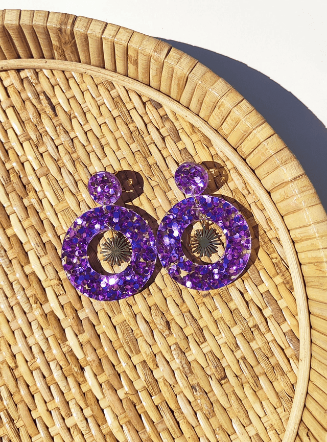 Boucles d'oreilles Mathilde - Paillettes violettes