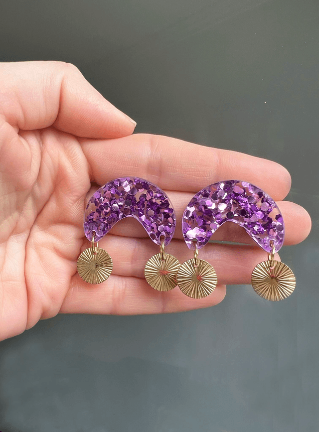 Boucles d'oreilles Maguy - Paillettes violettes