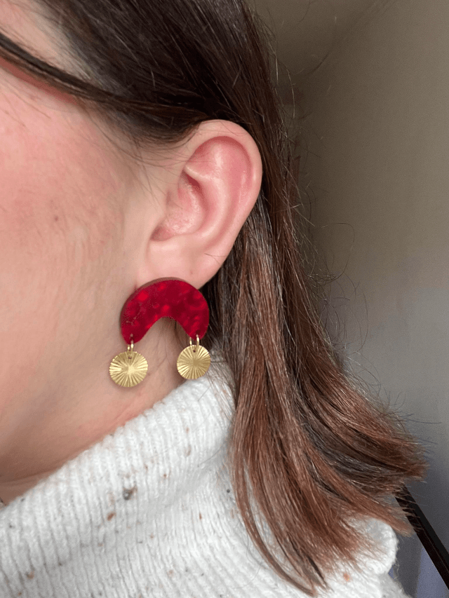 Boucles d'oreilles Maguy - Rouge texture