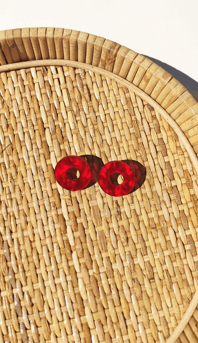 Boucles d'oreilles Anaïs - Rouge texture