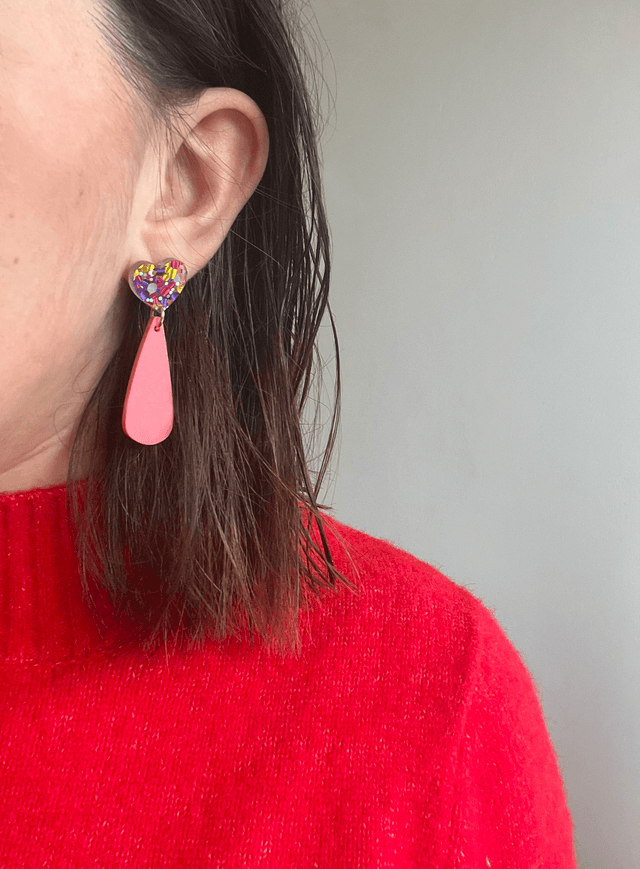 Boucles d'oreilles Julia - multicolore et rose