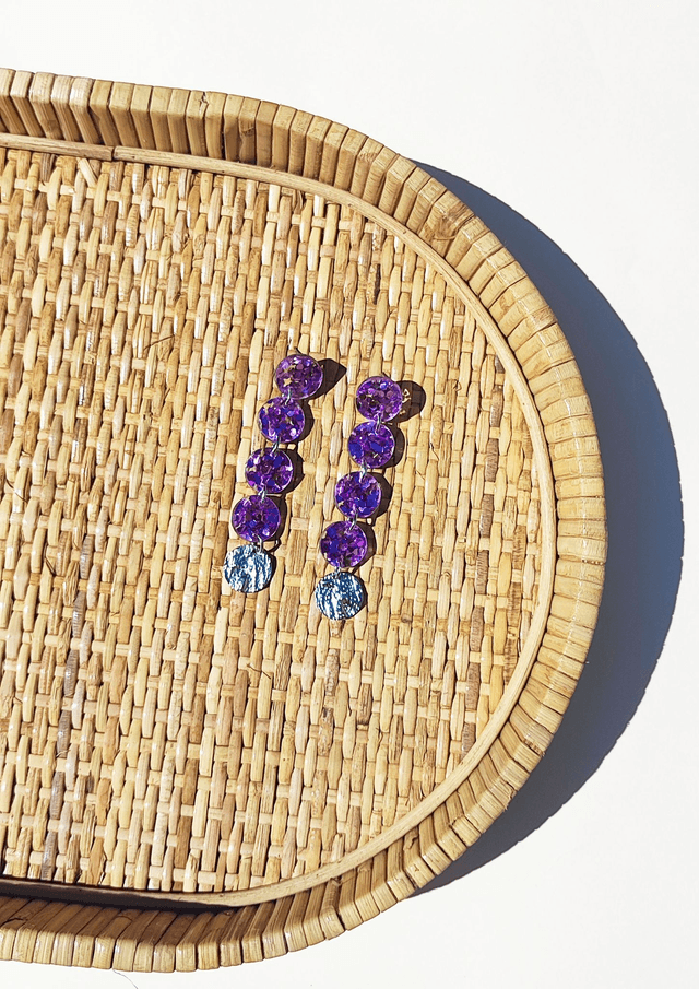 Boucles d'oreilles Olivia - Paillettes violettes