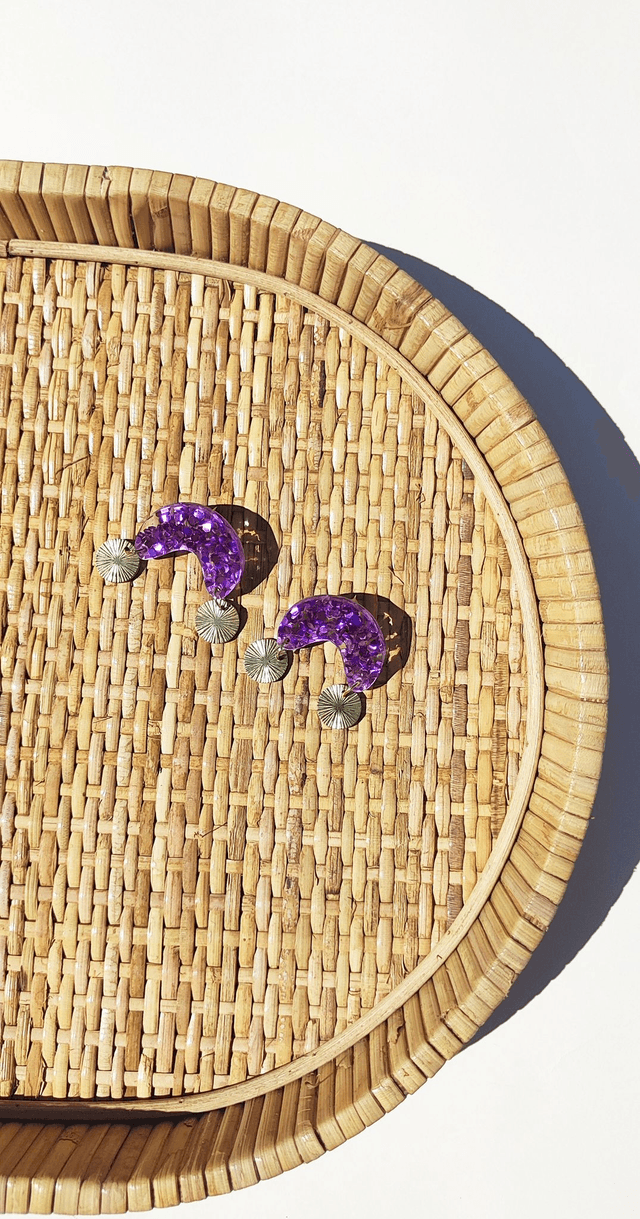 Boucles d'oreilles Maguy - Paillettes violettes