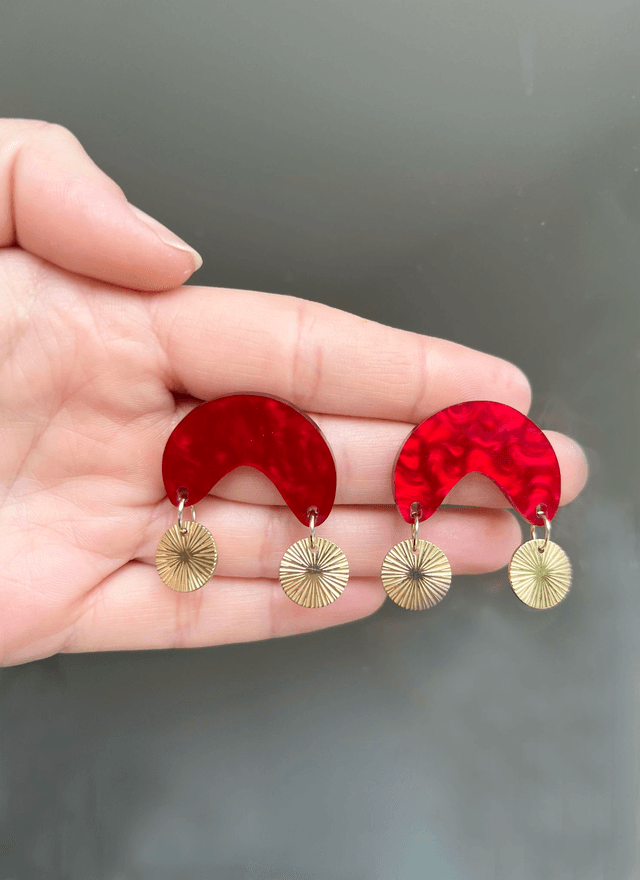 Boucles d'oreilles Maguy - Rouge texture