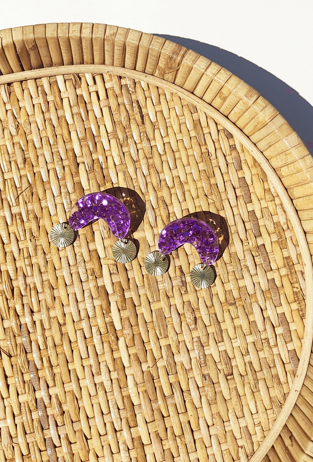 Boucles d&#039;oreilles Maguy - Paillettes violettes