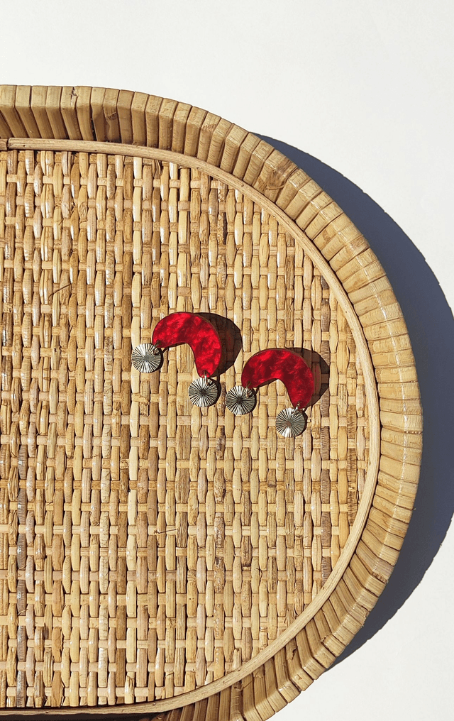 Boucles d&#039;oreilles Maguy - Rouge texture